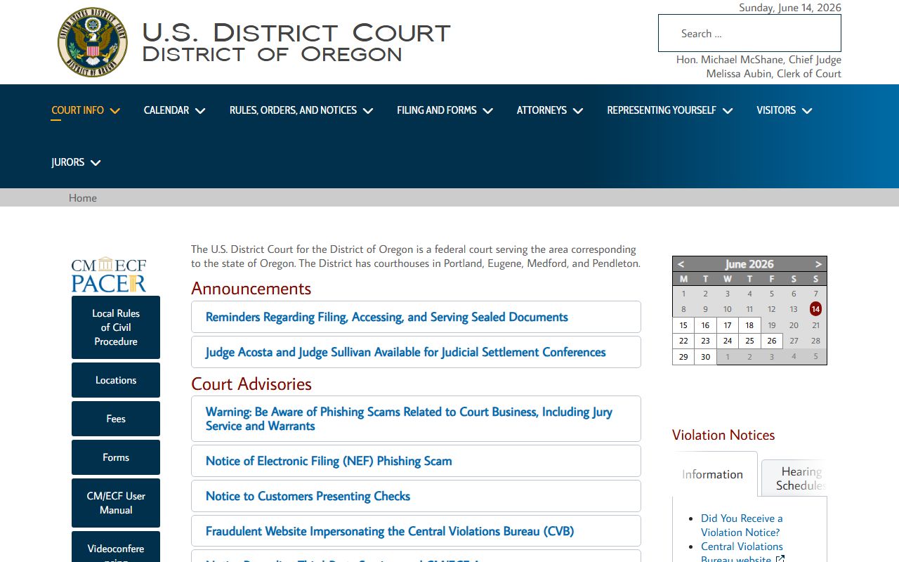 Douglas County court records federal District of Oregon source