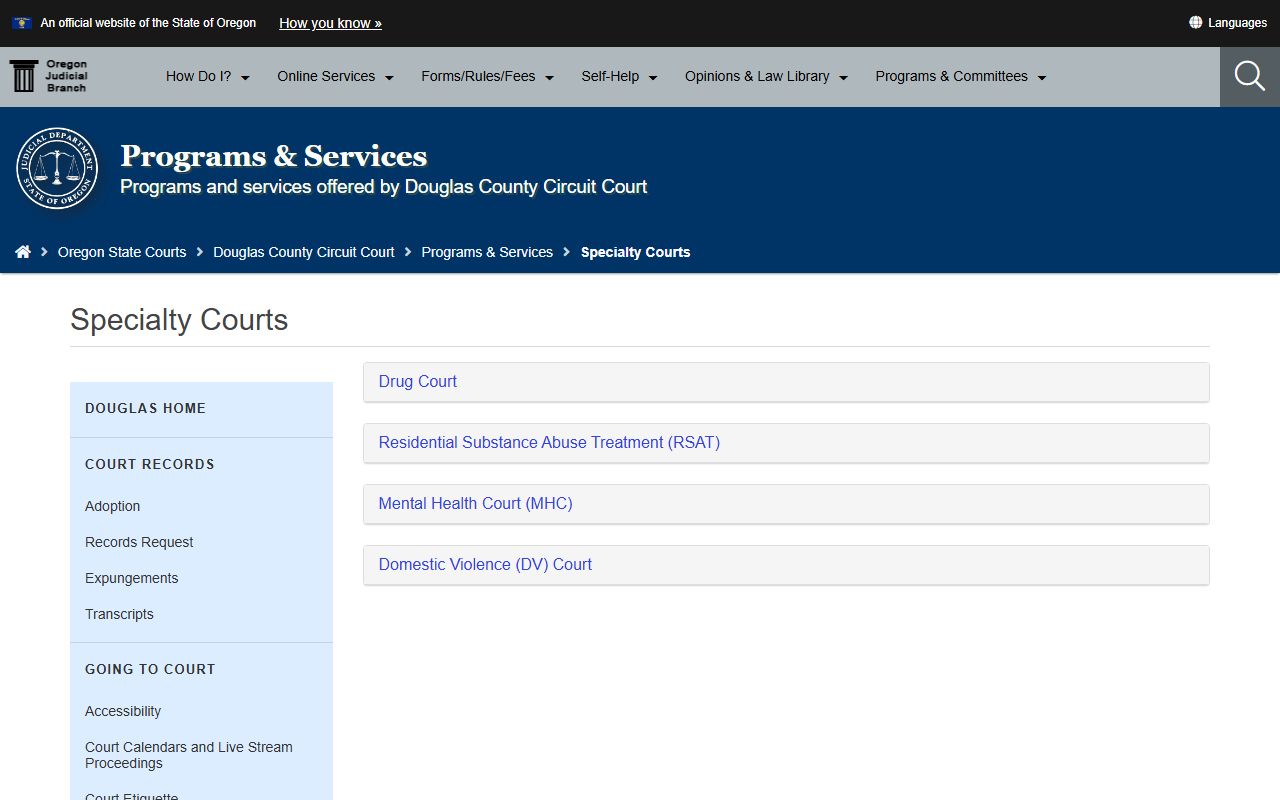 Douglas County Circuit Court specialty court programs page