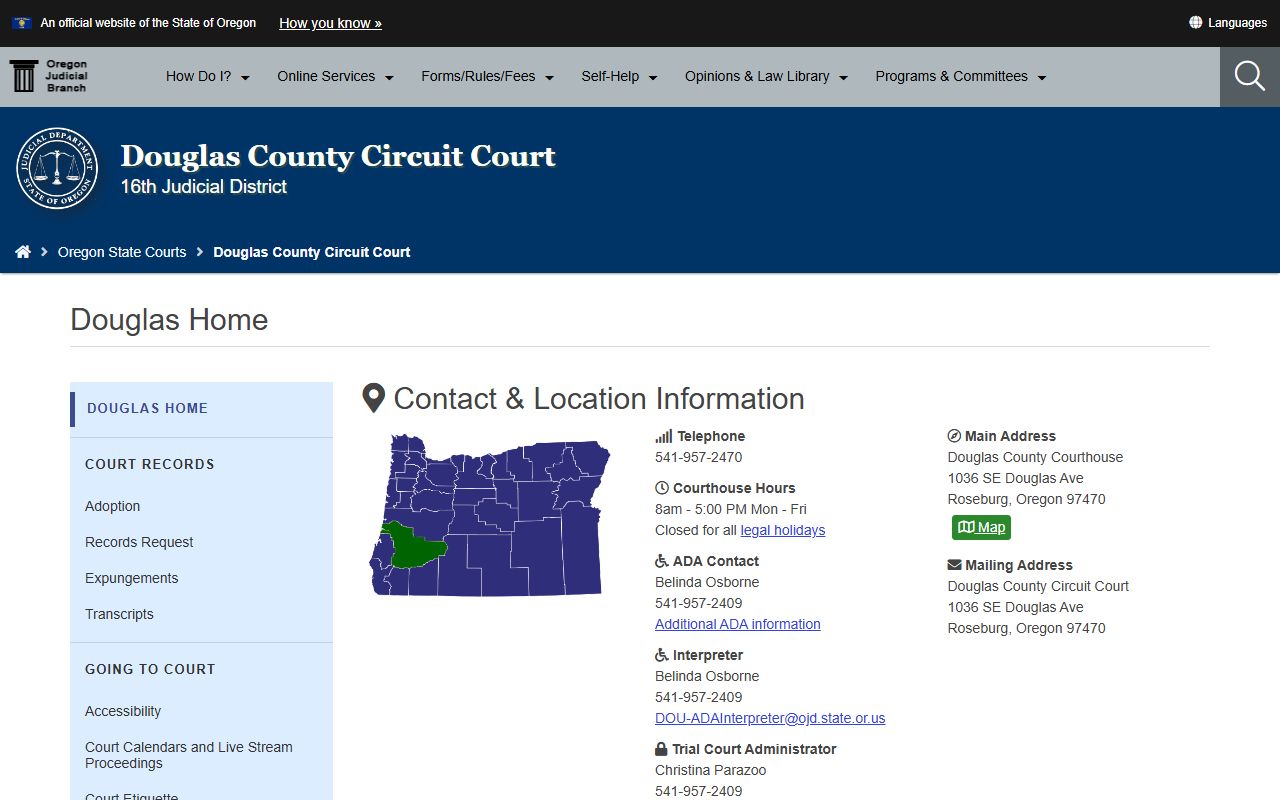 Douglas County Circuit Court courthouse records contact page