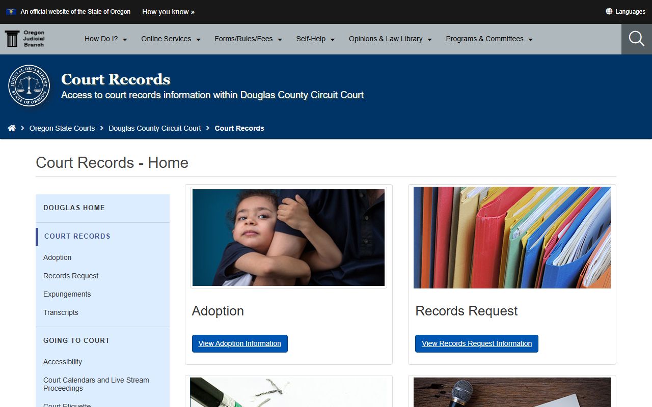 Douglas County Circuit Court records hub for court records requests