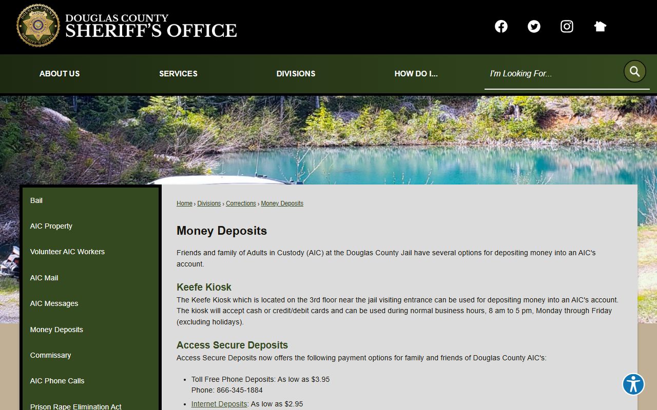 Douglas County inmate records and money deposit options