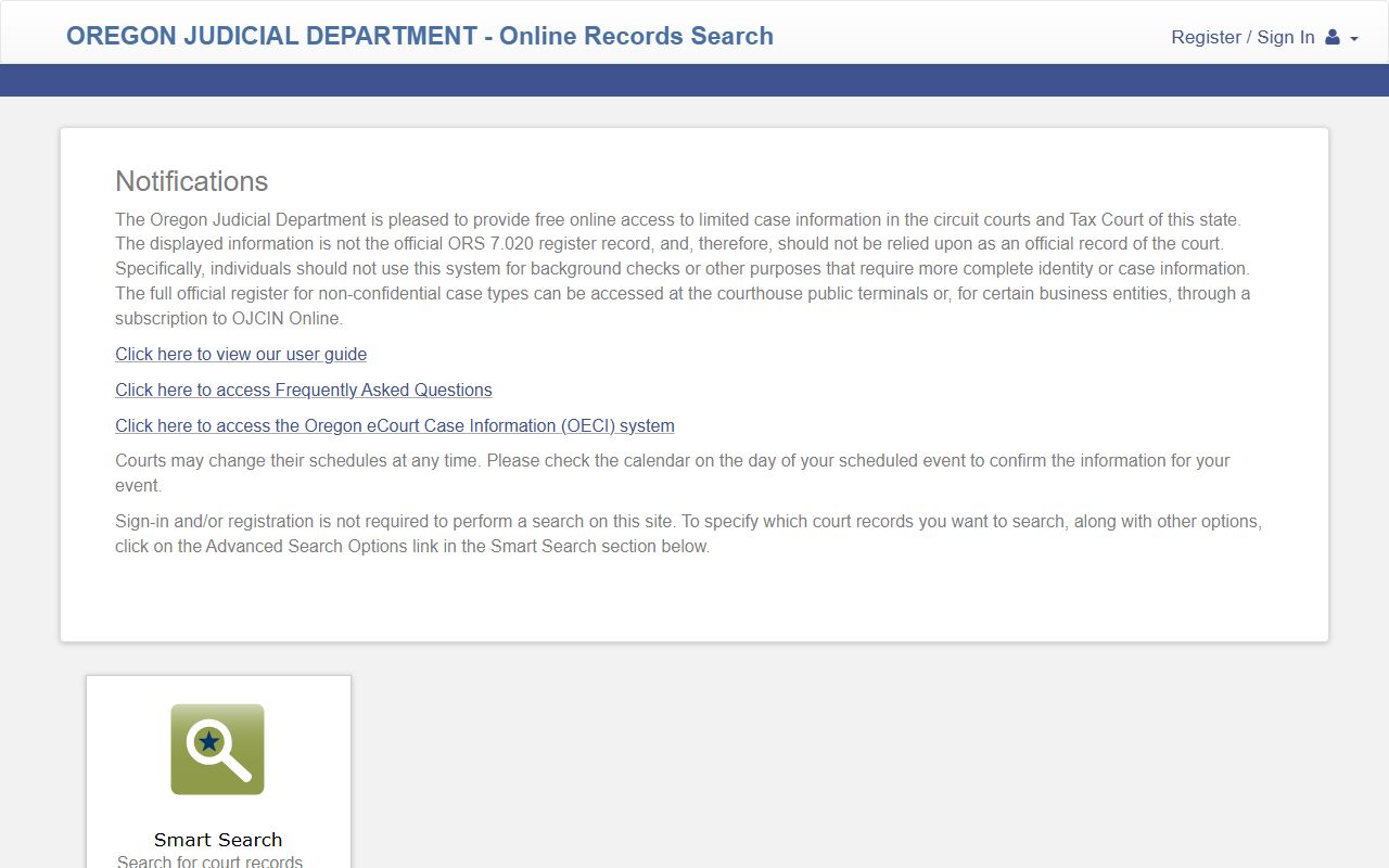 Douglas County court records Oregon Judicial Department online search portal