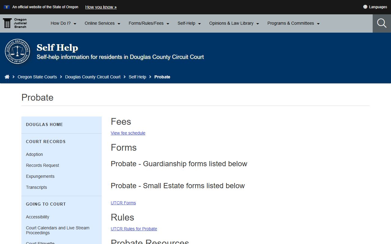 Douglas County probate records Circuit Court probate self-help source