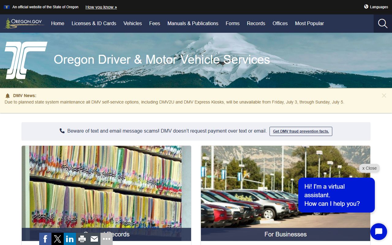 Douglas County traffic court records Oregon DMV records page